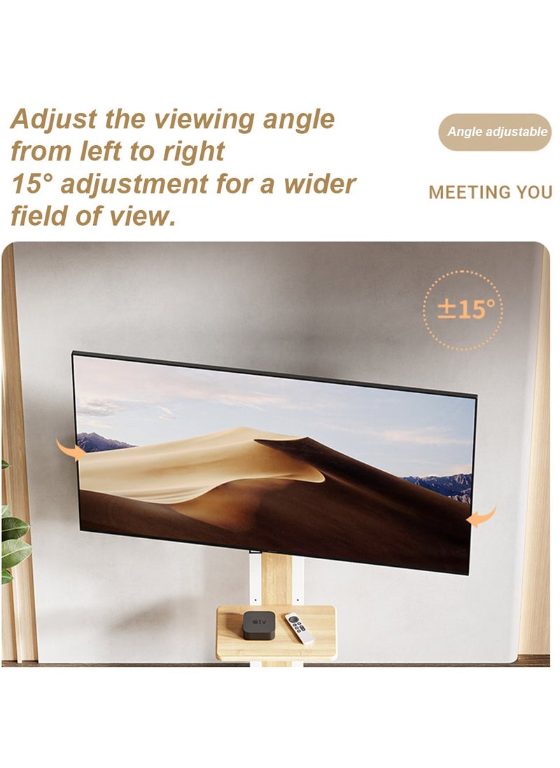 FlashHawk Wooden Floor TV Stand with MDF Tray and Wheels for 26-75 inches Screen TVs for Home Office,VESA 600*400 MM,Load Bearing 50KG,Black  - Image 3
