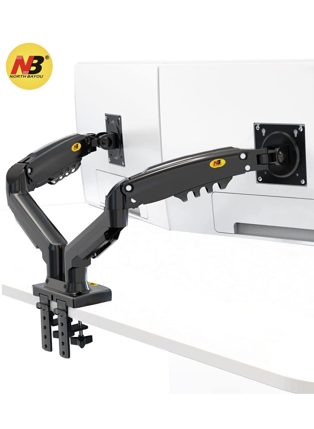 Dual Monitor Desk Mount Stand Full Motion Swivel Computer Monitor Arm for Two Screens 17-27 Inch with 2~9kgs Load Capacity for Each Display F160