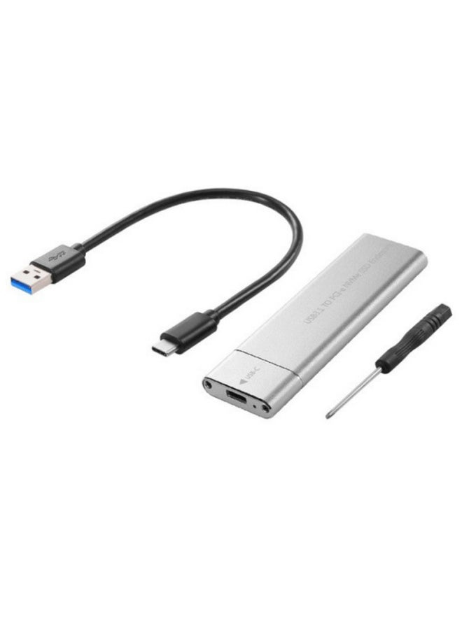 ماركة غير محددة صندوق القرص الصلب المحمول M.2 Nvme Protocol Usb3.1 نوع الكمبيوتر المحمول SSD صندوق القرص الصلب المعدني ذو الحالة الصلبة - اللون: فضي بروتوكول NVME  - Image 1