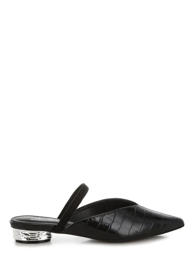 London Rag Fantasy Heel Croco Mules in Black