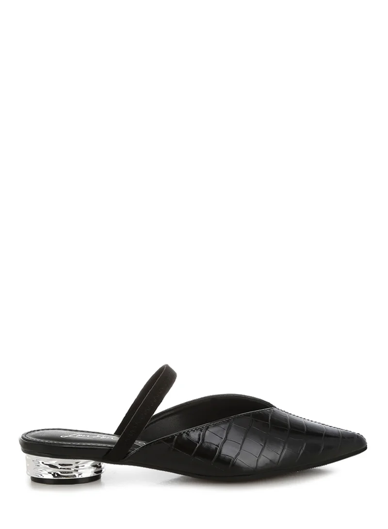 London Rag Fantasy Heel Croco Mules in Black