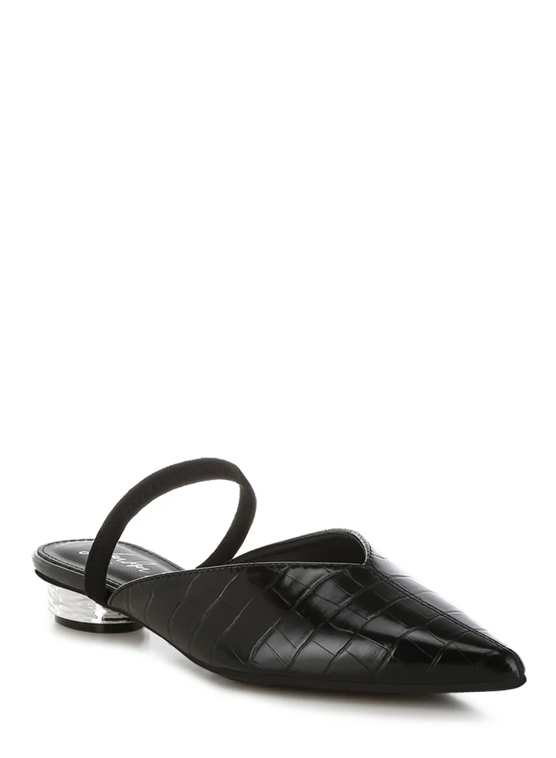 London Rag Fantasy Heel Croco Mules in Black