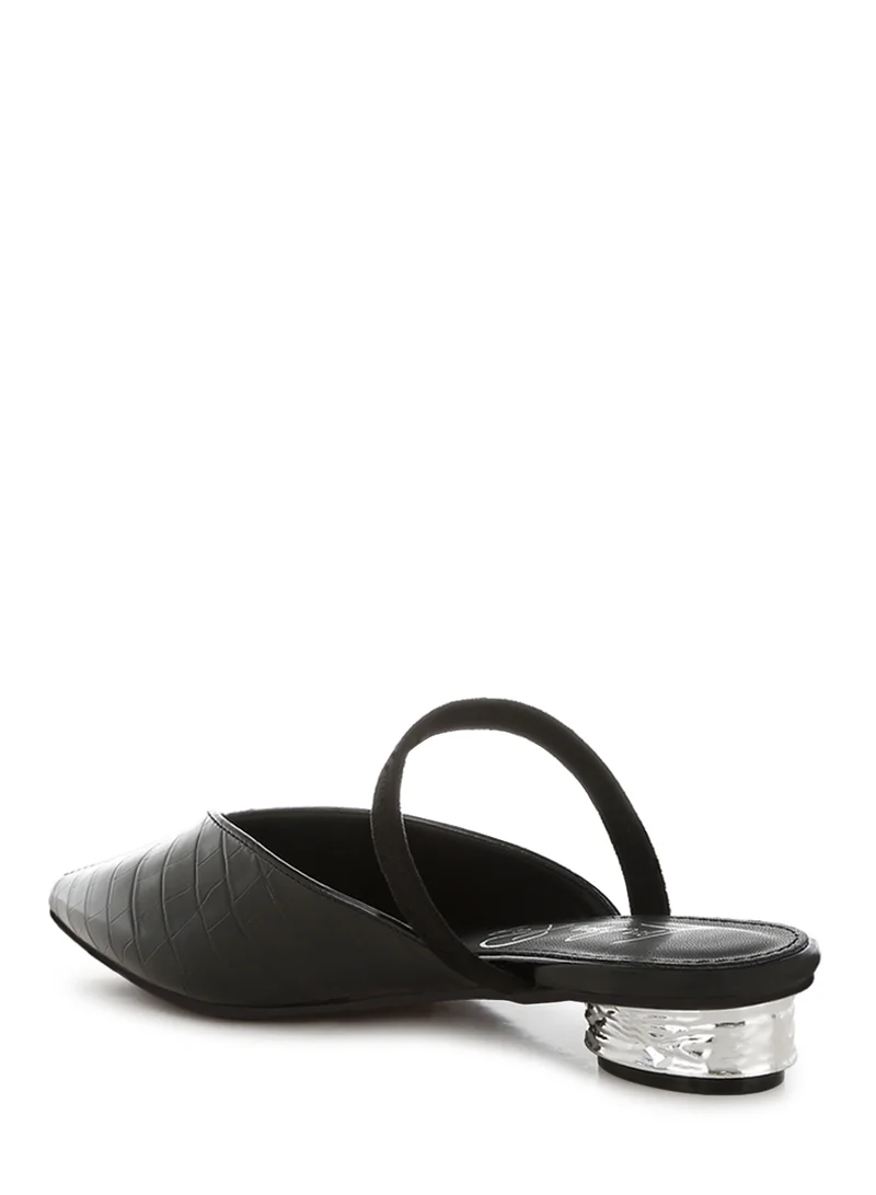 London Rag Fantasy Heel Croco Mules in Black