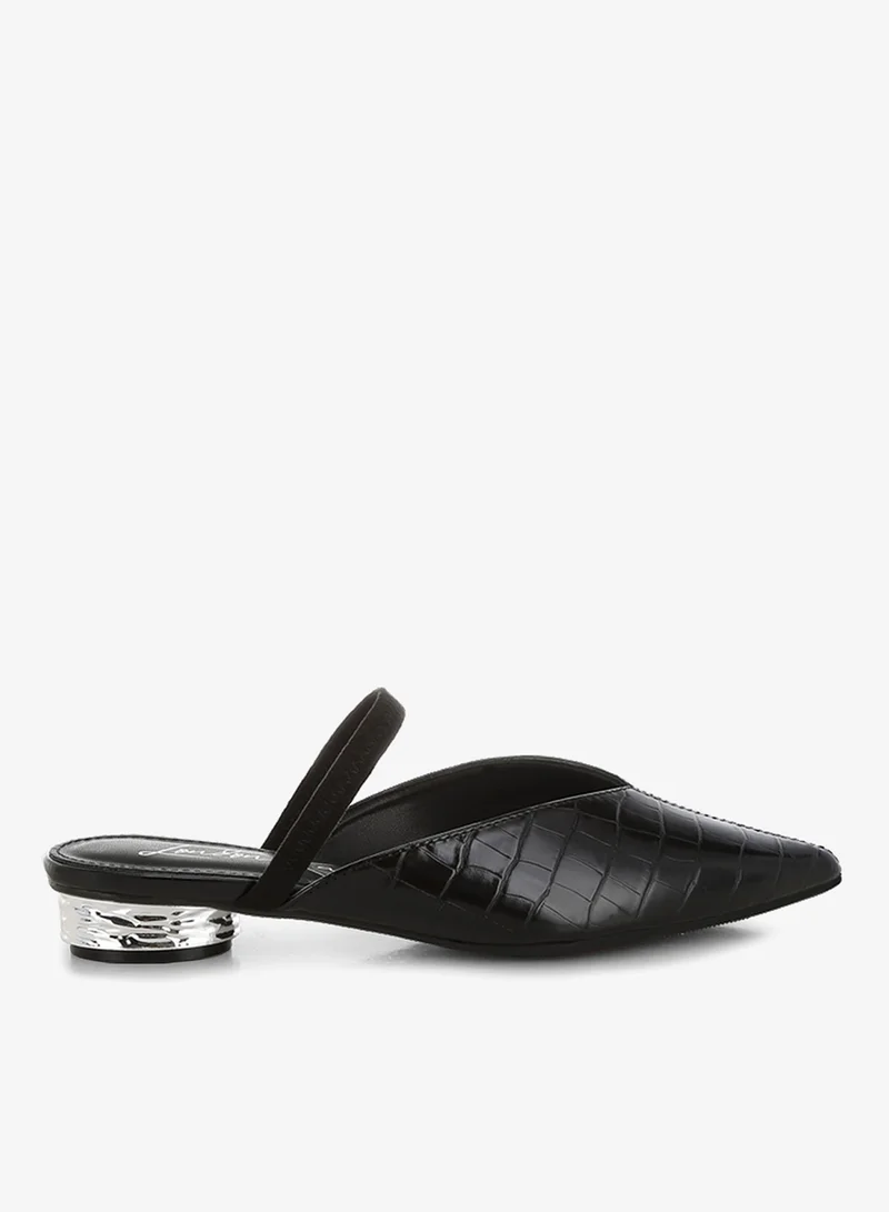 Fantasy Heel Croco Mules in Black