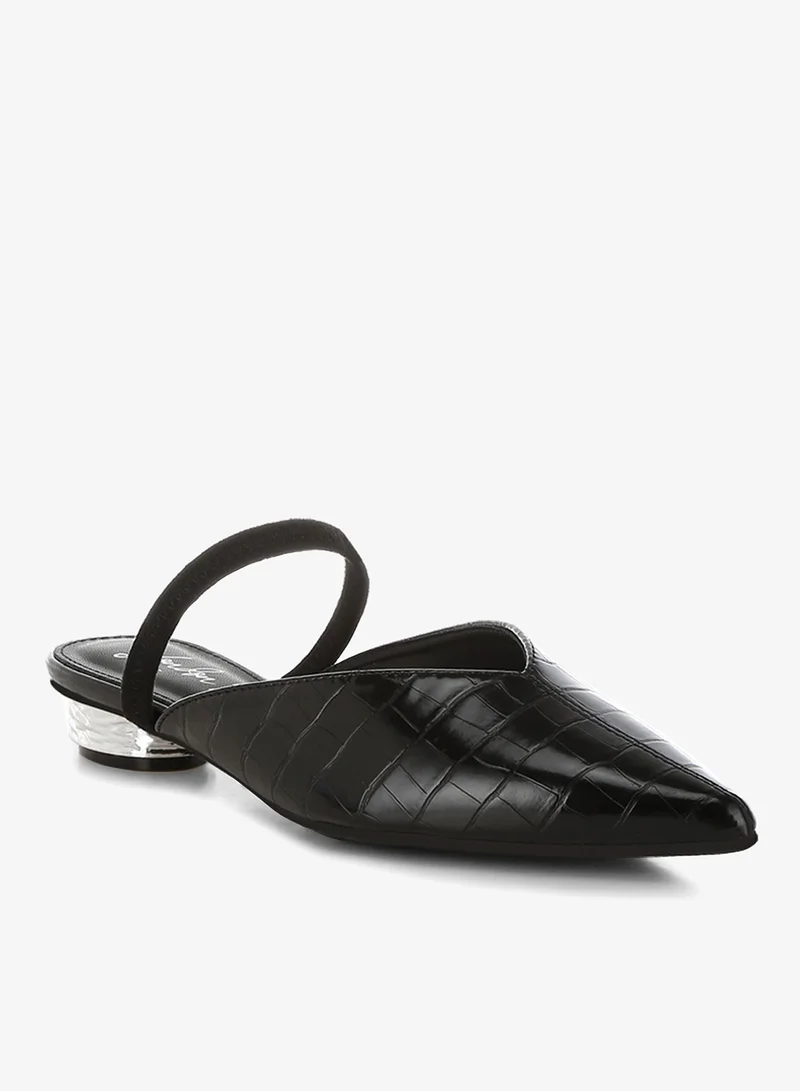 London Rag Fantasy Heel Croco Mules in Black