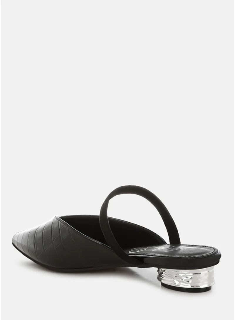 London Rag Black Fantasy Heel Croco Mules in Black for Women | Best Price UAE