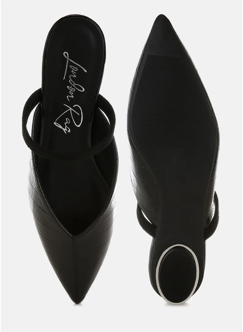London Rag Black Fantasy Heel Croco Mules in Black for Women | Best Price UAE