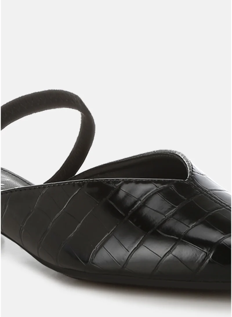 London Rag Black Fantasy Heel Croco Mules in Black for Women | Best Price UAE