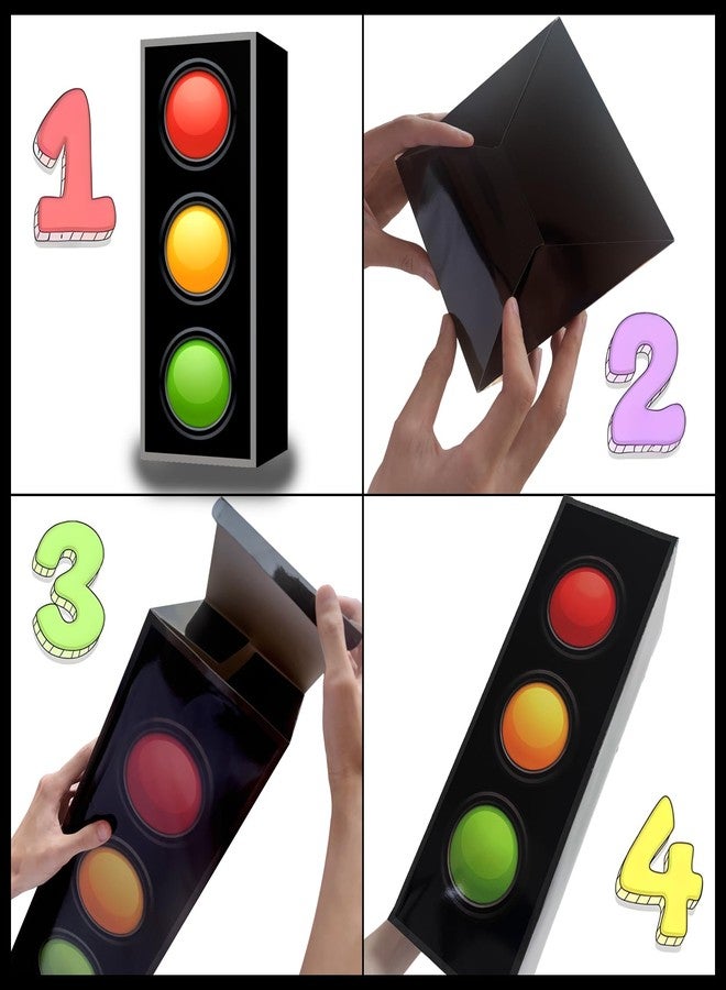 8HREST 4 Pcs Traffic Light Favor Boxes 17'' Transportation Boxes for Centerpieces Traffic Light Table Topper for Boy Girl Car Theme Birthday Party Construction Birthday Party Gift Box - Image 4