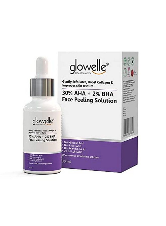 Aryanveda محلول تقشير الوجه Glowelle 30% Aha و2% Bha لتقشير خفيف ونقاء البشرة | للرجال والنساء | 30 مل - Image 1