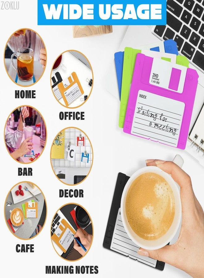 ZOKLU Floppy Disk Coasters Set of 6 - Funny Coasters for Drinks, Protects Surfaces from Hot Drinks - Retro Floppy Disk Design for Home & Office Desk Decor, Gifts for Tech Fans - Image 4