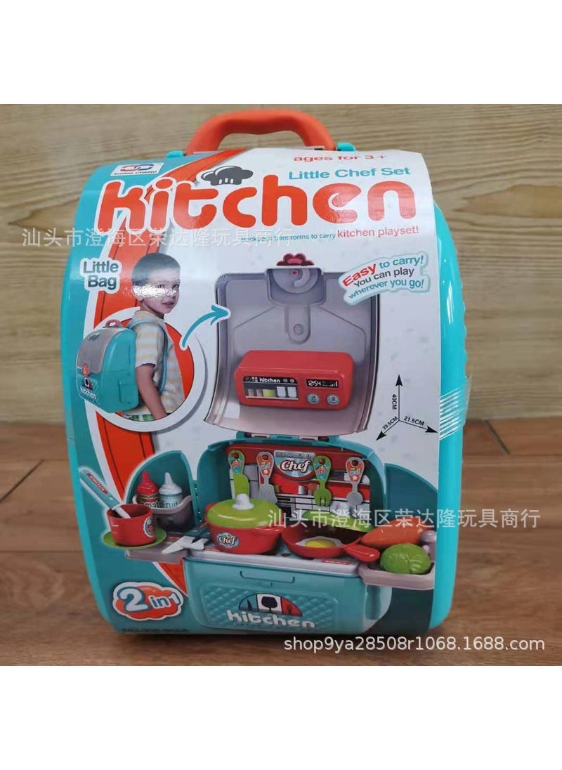 Kids Pet Backpack Space Playset Green kitchen backpack: 966a