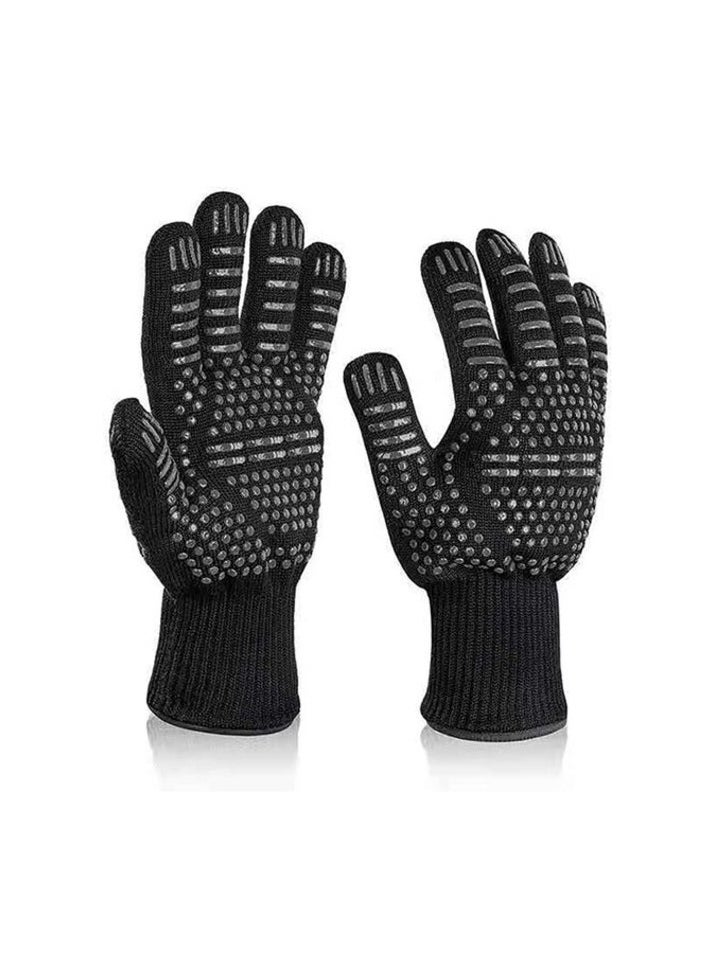 AtrauX BBQ Gloves, Heat Resistant Grilling Non-Slip Oven Gloves with Fingers, Outdoor Cooking Mitts for Barbecue Cooking - 1 Pair (26 cm)  - Image 1