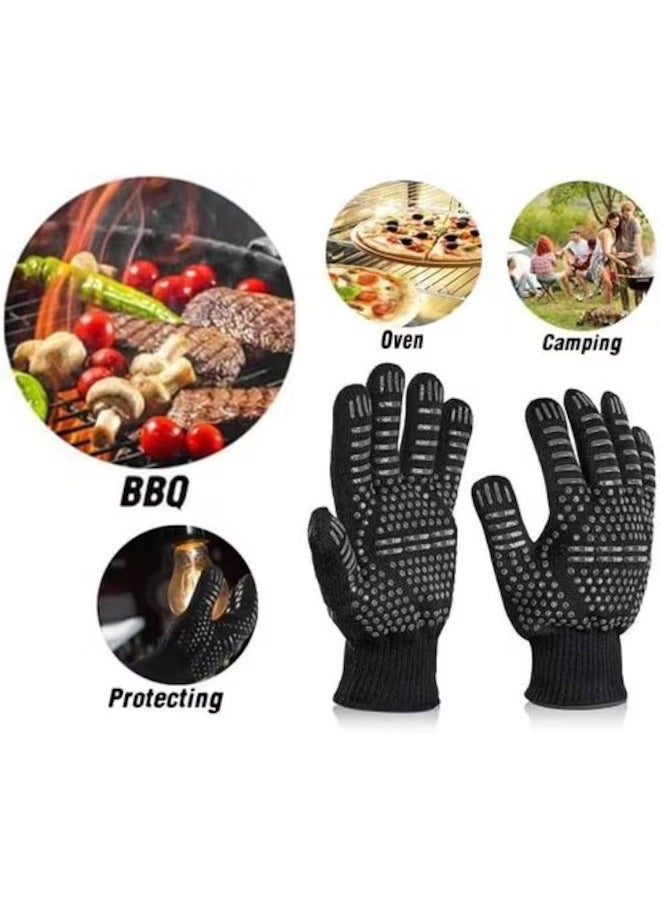 AtrauX BBQ Gloves, Heat Resistant Grilling Non-Slip Oven Gloves with Fingers, Outdoor Cooking Mitts for Barbecue Cooking - 1 Pair (26 cm)  - Image 3