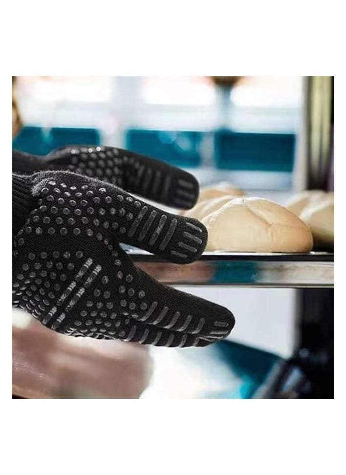 AtrauX BBQ Gloves, Heat Resistant Grilling Non-Slip Oven Gloves with Fingers, Outdoor Cooking Mitts for Barbecue Cooking - 1 Pair (26 cm)  - Image 5