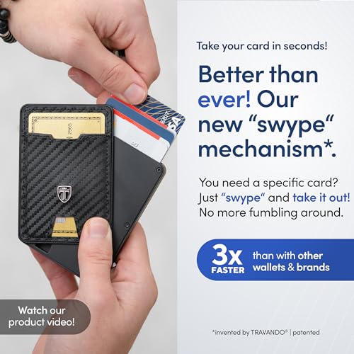 TRAVANDO Swype Slim Wallet for Men Metal RFID Blocking Mens Wallet Card Case (With AirTag* Pocket) - Image 3