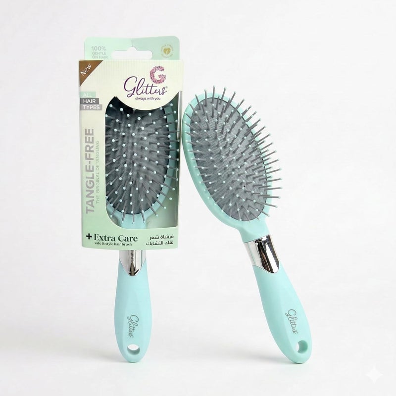 Glitters Travel Handbag Hair Brush - Tangle-Free with Flexible Bristles - Image 1