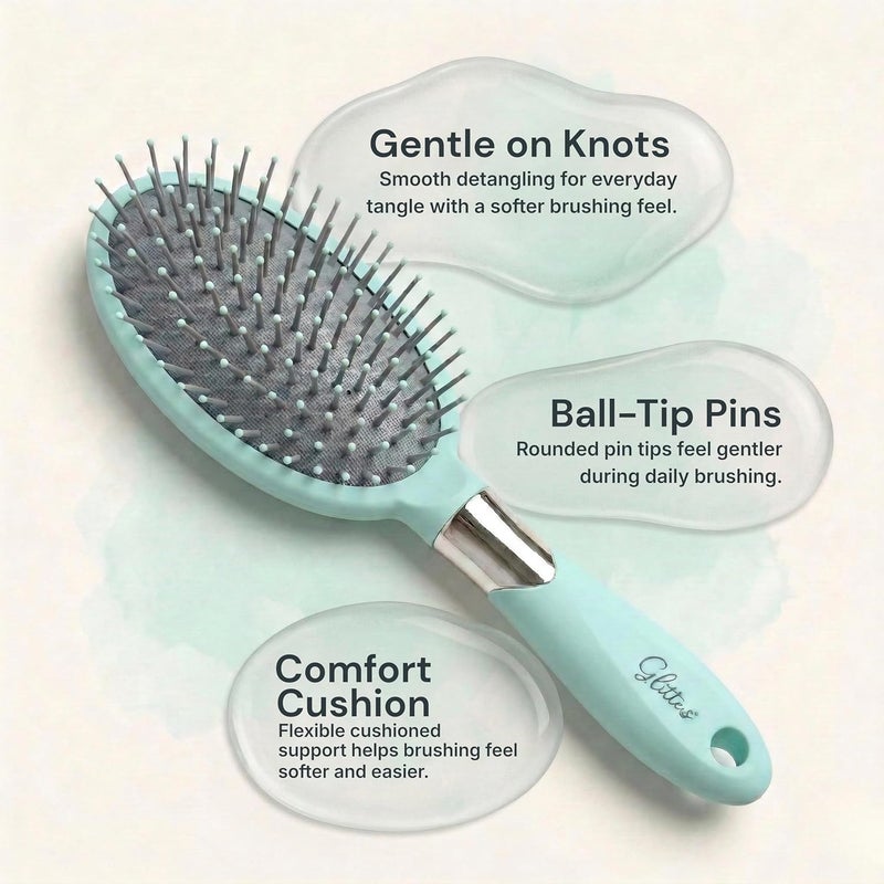 Glitters Travel Handbag Hair Brush - Tangle-Free with Flexible Bristles - Image 4