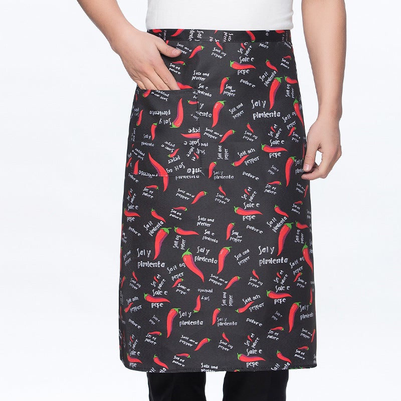 Chef apron Half-length Mens and Womens Catering Restaurant Canteen Kitchen Work Clothes Summer Waterproof and Oil-proof Work Uniform Chili apron - Image 1