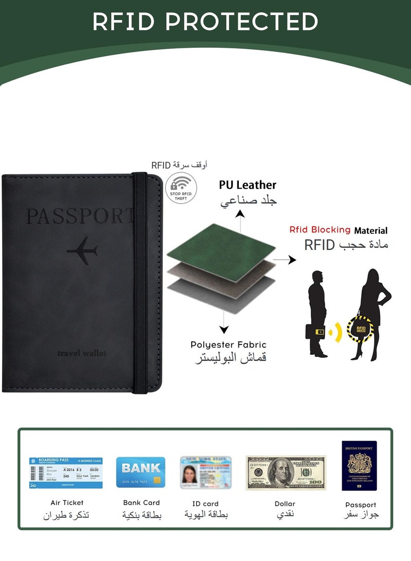 2 Pack Passport Holder for Travel Essentials, Passport Wallet Cover Case for Travel Must Haves Accessories,Passport Book Holders for Women and Men Black  - Image 4