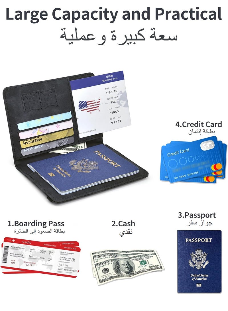 2 Pack Passport Holder for Travel Essentials, Passport Wallet Cover Case for Travel Must Haves Accessories,Passport Book Holders for Women and Men Black  - Image 2
