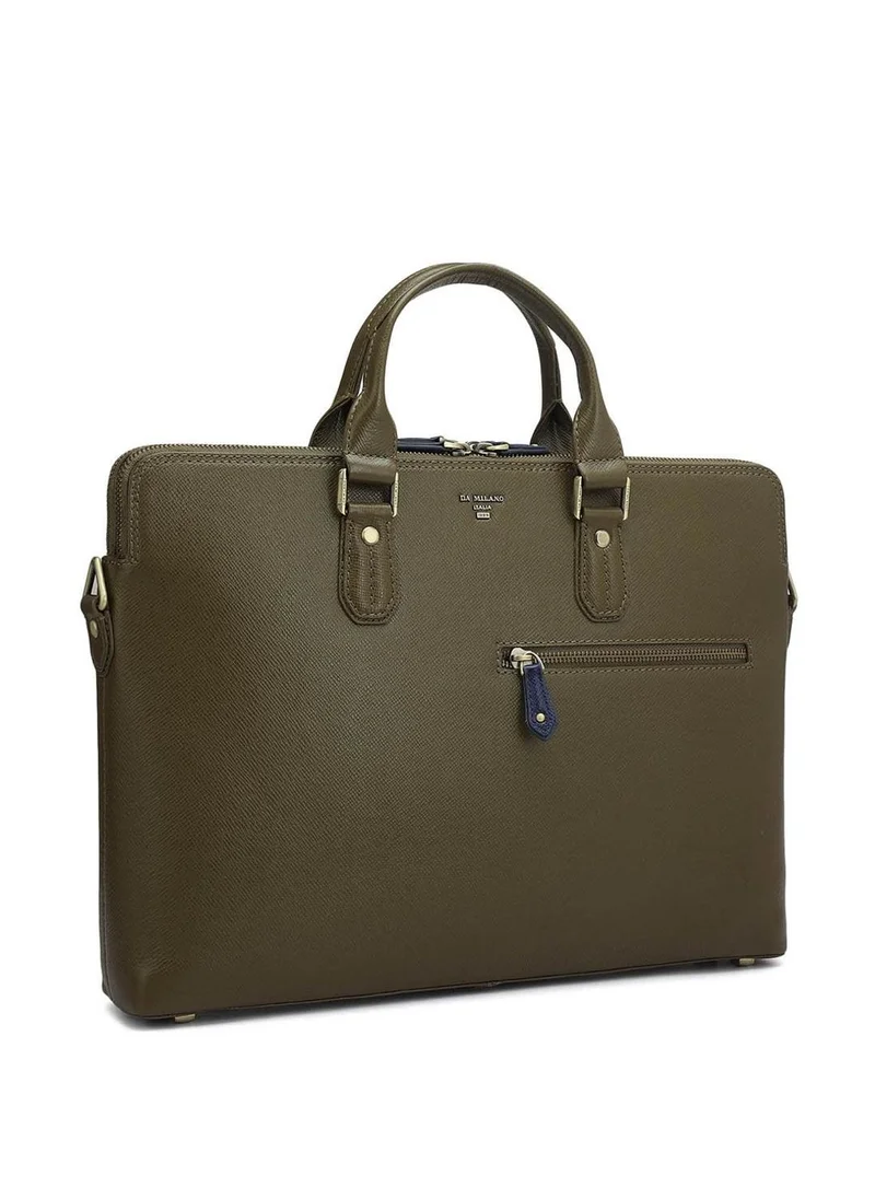 دا ميلانو حقيبة لاب توب جلد طبيعي دا ميلانو أخضر