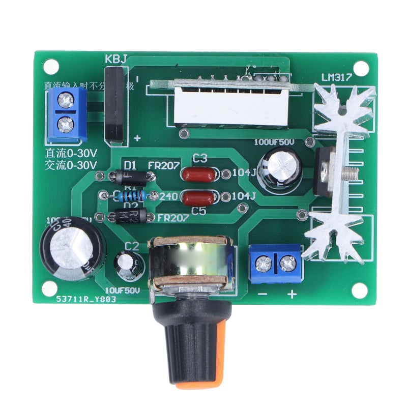 LM317 Adjustable Regulated Power Supply Board DC 0-30V to 1.25V-28V With Digital Display - Duplex Potentiometer Heat Dissipation Heatsinks for Voltage Experiment - Image 5