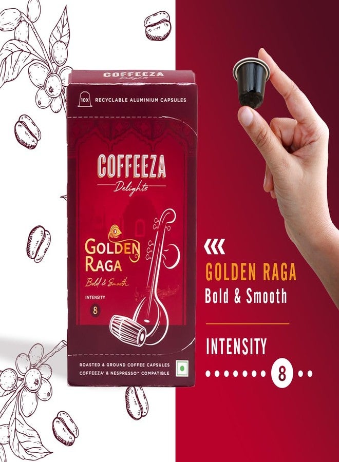 COFFEEZA Delights Namaste Noir & Golden Raga Coffee Capsules (Budget-Friendly) Variety Pack Of 2 | 20 Coffee Pods |160gram - Image 2