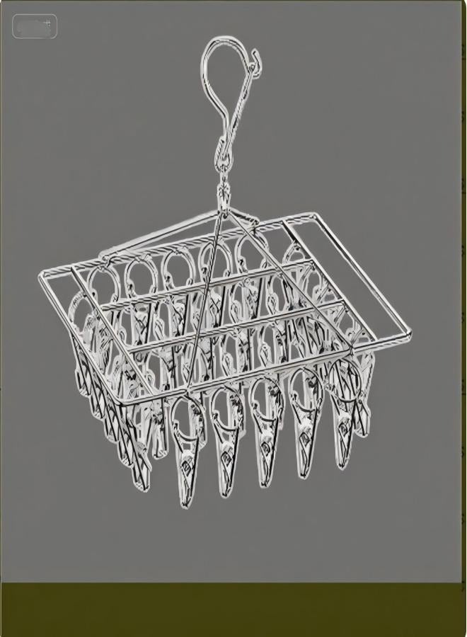 Stainless steel clothes drying rack, sock rack, multi-clip sock clip, multi-functional sock drying clip, sock rack, clothes drying clip, multi-head clothes hanger - Image 2