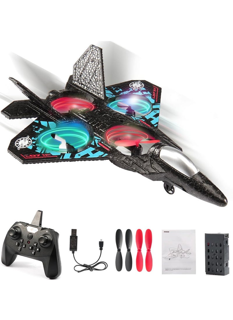 LIVVY Remote Control Fighter Jet Drone with LED Lights – 6-Axis Gyro, USB Rechargeable, 360° Stunt Aircraft Toy for Kids  - Image 1