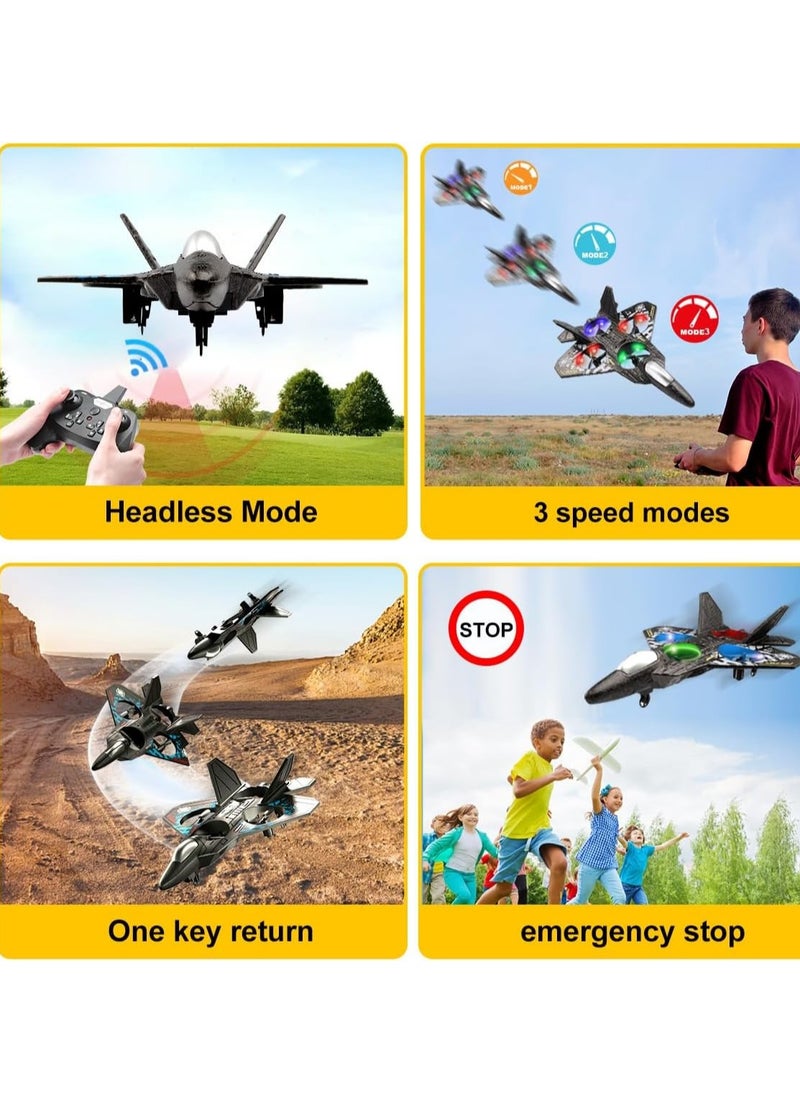 LIVVY Remote Control Fighter Jet Drone with LED Lights – 6-Axis Gyro, USB Rechargeable, 360° Stunt Aircraft Toy for Kids  - Image 4
