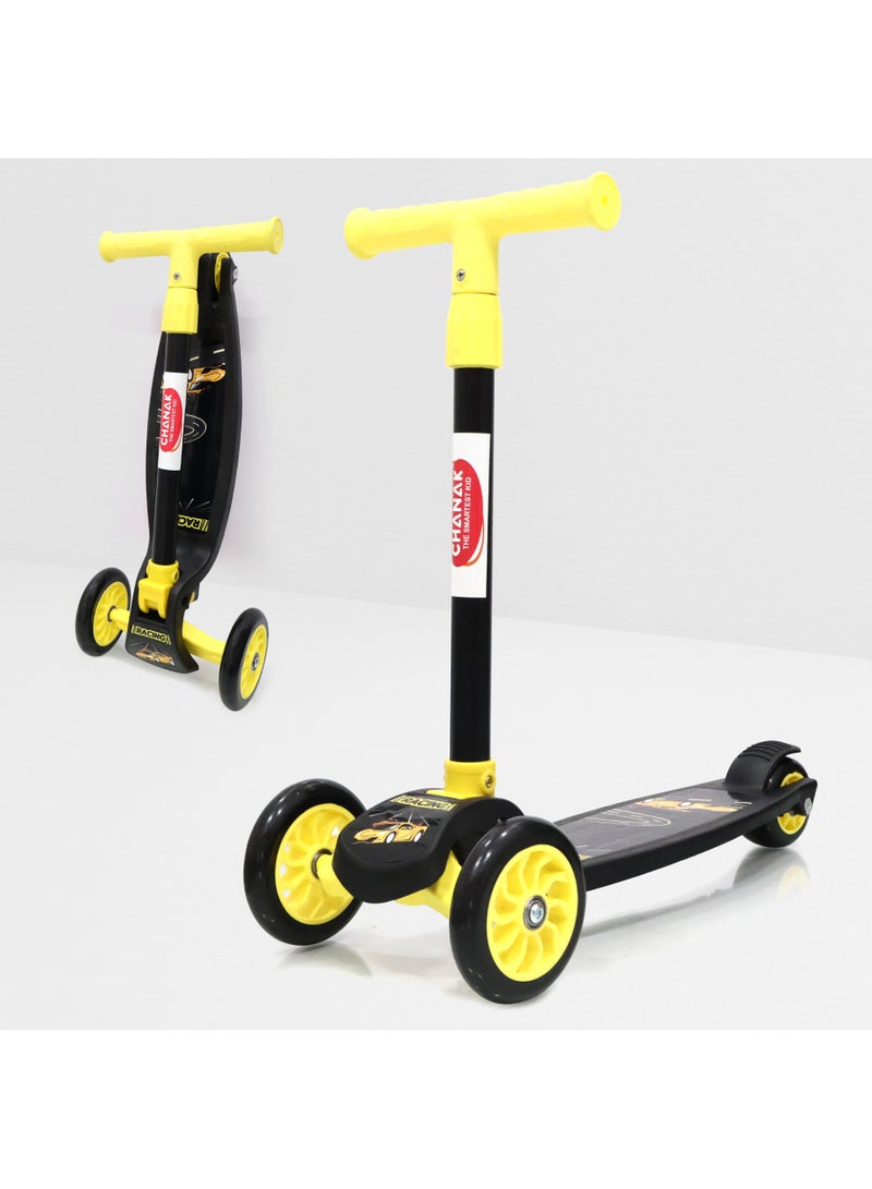 Chanak Go thunder kick scooter for kids 3 wheel foldable scooter with rear break 4 height adjustable with lock for boy & girl 5+ age kids scooter - Image 1