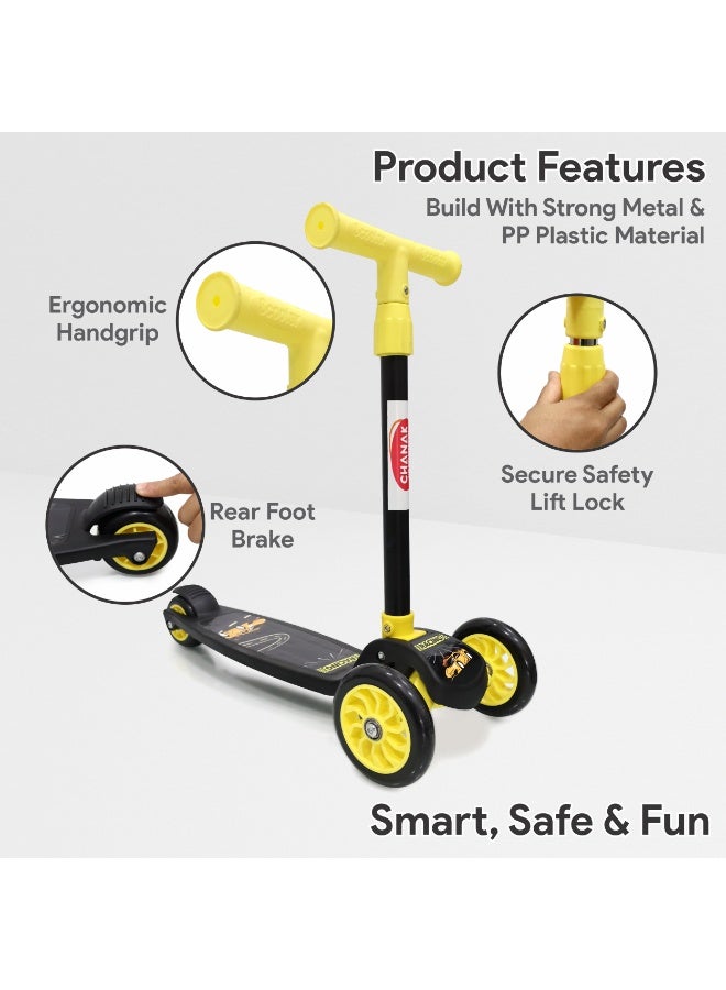 Chanak Go thunder kick scooter for kids 3 wheel foldable scooter with rear break 4 height adjustable with lock for boy & girl 5+ age kids scooter - Image 3