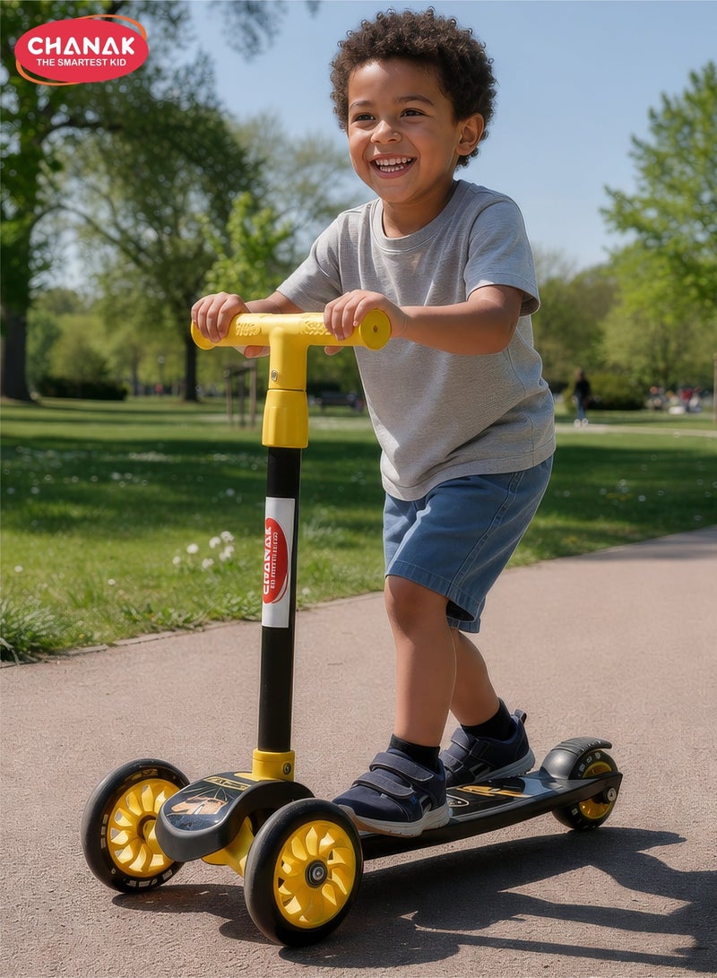 Chanak Go thunder kick scooter for kids 3 wheel foldable scooter with rear break 4 height adjustable with lock for boy & girl 5+ age kids scooter - Image 1