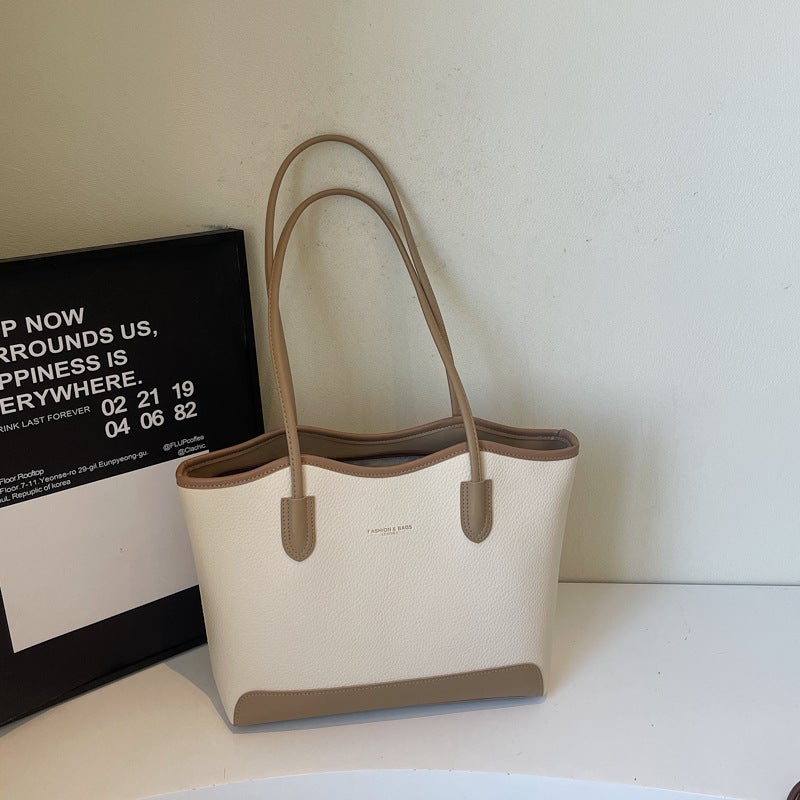 Fashionable Color-Blocking Women'S Bag Large-Capacity Tote Women'S Bag With A Stylish Texture, Casual And Simple Shoulder Bag For Women