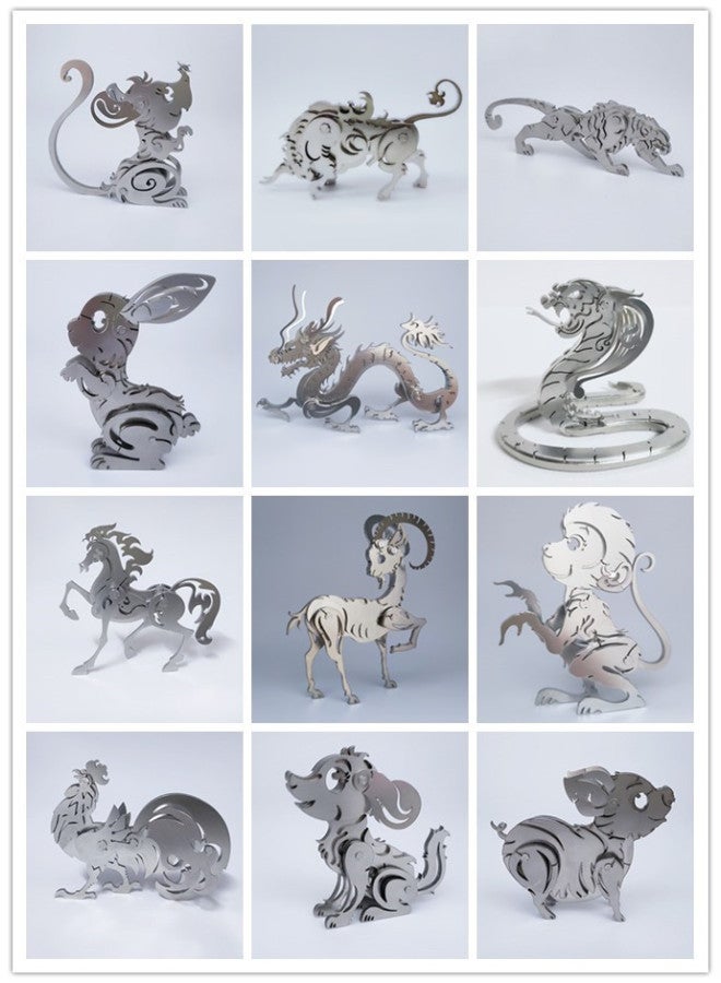 لغز معدني ثلاثي الأبعاد سحري من الفولاذ الأزرق التنين العقرب الملك زودياك Zhuque Dream DIY لعبة حصرية اللون: Zodiac DIY - Image 1