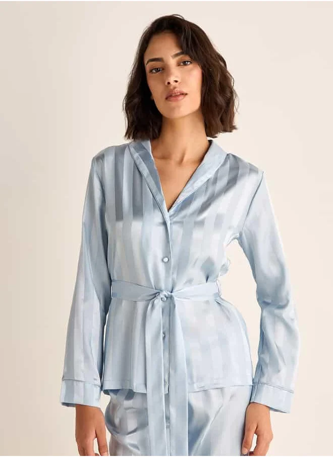 FAV Striped Jacquard Shirt and Pyjama Set