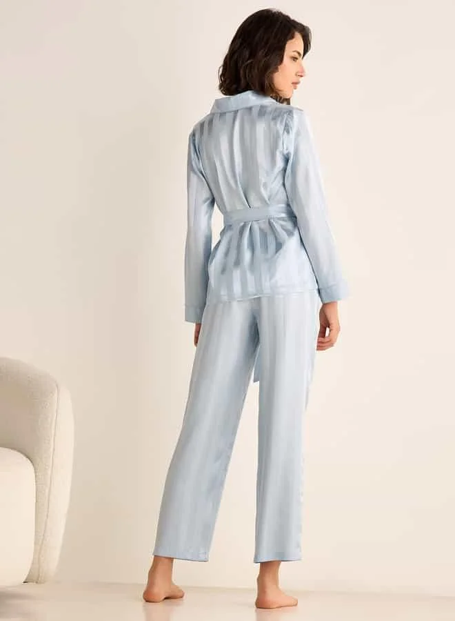 سبلاش فيڤ Striped Jacquard Shirt and Pyjama Set