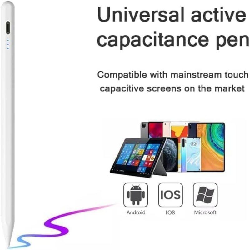 قلم لمس عالمي متوافق مع أجهزة iPad وiPhone وAndroid وHuawei اللوحية، أسود، سبائك ألومنيوم، 1024 مستوى ضغط، طرف دقيق دقيق للرسم والكتابة وتدوين الملاحظات - Image 2