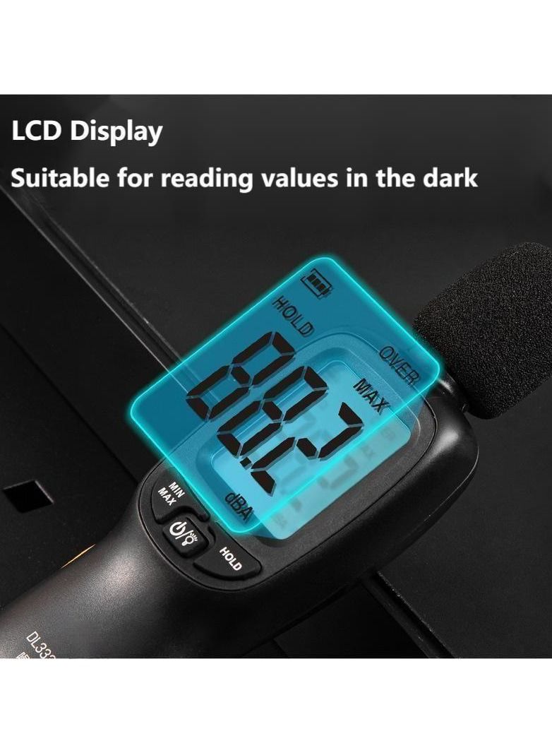 جهاز قياس مستوى الصوت الرقمي Lcd جهاز قياس الضوضاء جهاز اختبار مراقبة ديسيبل 30-130Db SPL متر للفصول الدراسية والمكتب والمصنع  - Image 4