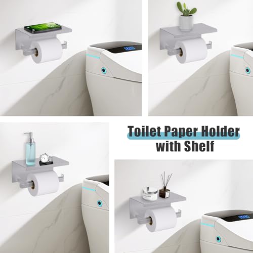 YACVCL 5-Pieces Brushed Nickel Bathroom Hardware Accessories Set Towel Bar Set Upgraded Toilet Paper Holder with Shelf Stainless Steel Wall-Mounted Bathroom Hardware Set 23.6 Inch - Image 5