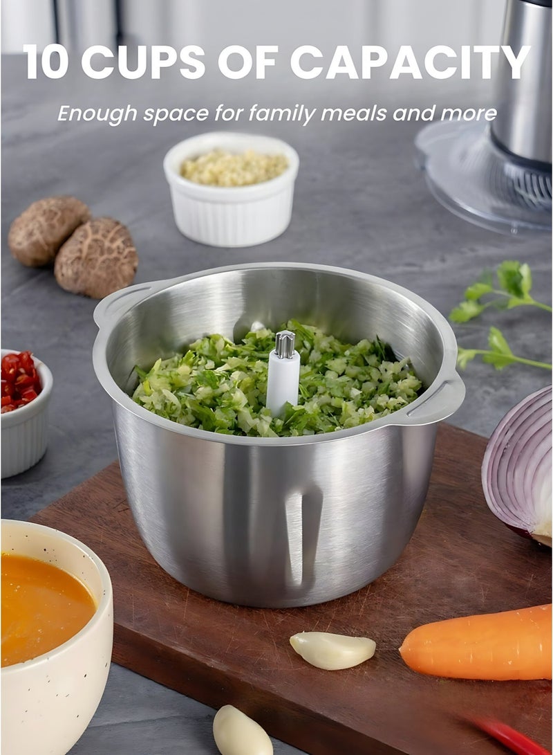 I Lite Electric Meat Grinder 3L Food Chopper, 600W Meat Mincer with 2 Speed Control, 4 Stainless Steel Blades, Multifunction Food Processor for Meat, Vegetables, Fruits & Nuts, Stainless Steel Bowl - Image 4