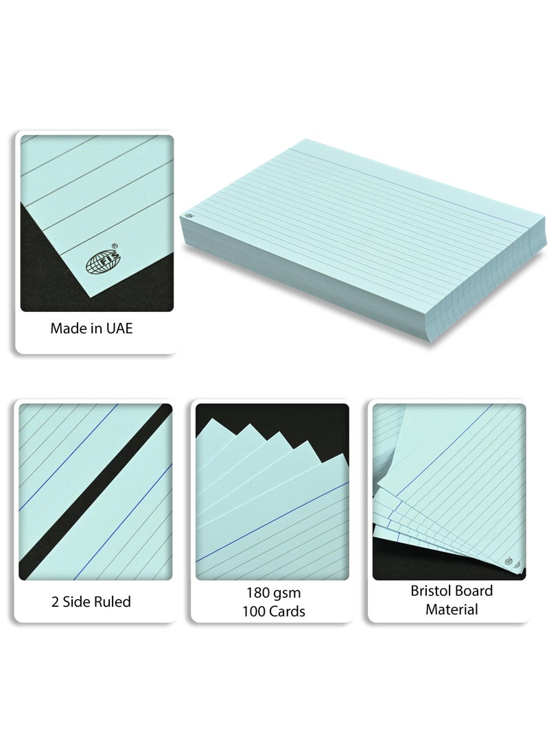 FIS® Ruled Record Cards or Index Cards, Size:8"x5" Inches (203x127mm), Two Sides Single Ruled, 180gsm, 100 Sheets Per Packet,Packet of 3 Pieces, Blue Color-FSIC85-180BL-3 - Image 5