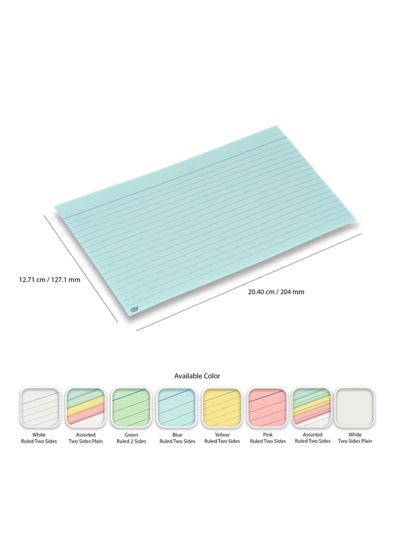 FIS® Ruled Record Cards or Index Cards, Size:8"x5" Inches (203x127mm), Two Sides Single Ruled, 180gsm, 100 Sheets Per Packet,Packet of 3 Pieces, Blue Color-FSIC85-180BL-3 - Image 4
