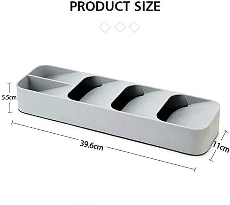 ARTC Plastic Drawer Cutlery Organizer Tray Kitchen Storage Holder Rack for Cutlery Silverware Compact Cutlery Tray Spoon Cutlery Box (Grey) - Image 3