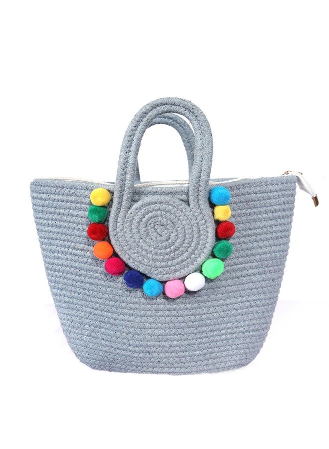 AARVYAN Women’s Jute Handbag - Eco-Friendly Casual Tote Bag for Daily Use, Office, Shopping & Travel - Lightweight Shoulder Bag with Spacious Compartment & Durable Handles (Grey) - Image 2