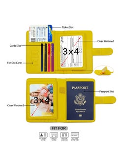 Excefore Passport Holder, Passport Holder Card Slots, Creative Aircraft Certificate Storage Bag, Cute Passport Cover for Women and Men, Waterproof Rfid Blocking Travel Wallet (Yellow)  - Image 3