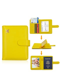 Excefore Passport Holder, Passport Holder Card Slots, Creative Aircraft Certificate Storage Bag, Cute Passport Cover for Women and Men, Waterproof Rfid Blocking Travel Wallet (Yellow)  - Image 2