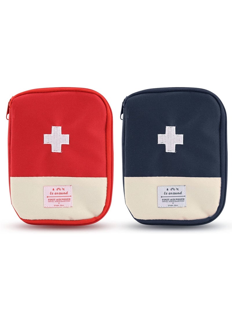Excefore Mini First Aid Bag Portable Travel First Aid Kit Empty for Car Cycling Marathon Running Outdoor Camping Hiking Travel Emergency Travel Home Office Red Blue  - Image 1