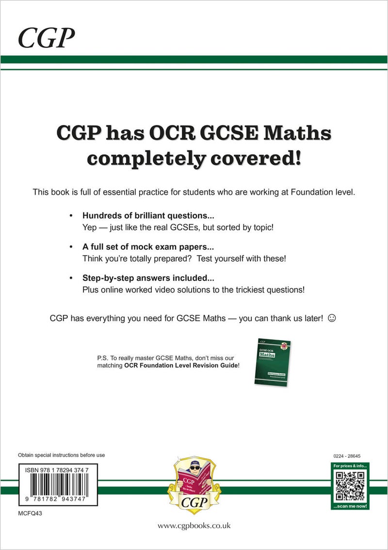 GCSE Maths OCR Exam Practice Workbook: Foundation - includes Video Solutions and Answers